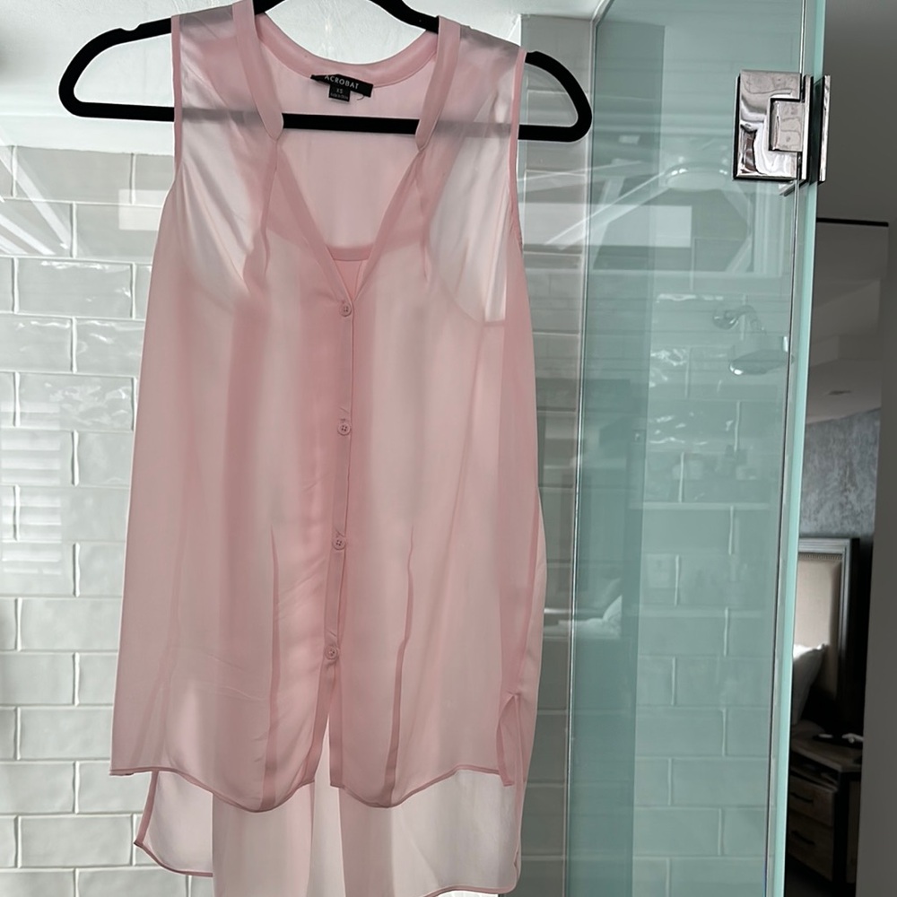 Acrobat Sheer Pink Sleeveless Top